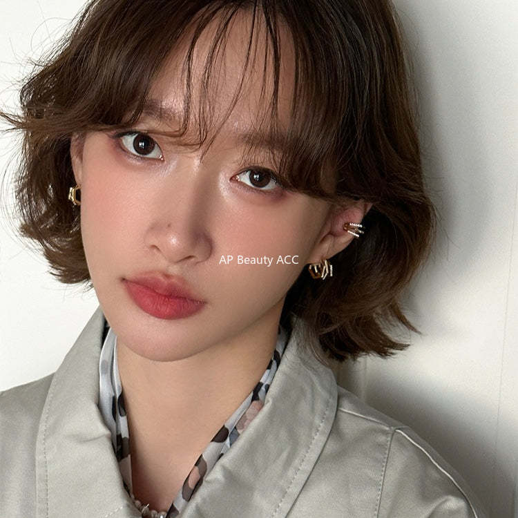C廠-網紅個性疊戴風多層鋯石銀針耳耳釘女韓系時尚清冷ins無耳洞耳夾「EH-4292」25.12-3
