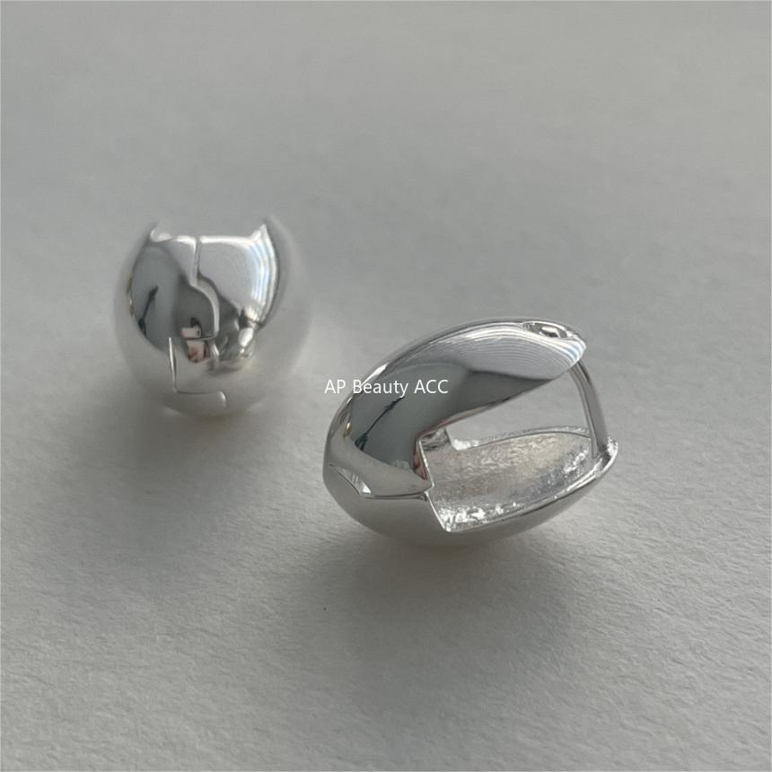 F廠-韓國韓版925純銀橢圓耳扣簡約冷淡風氣質ins風耳飾「C1220」25.10-1