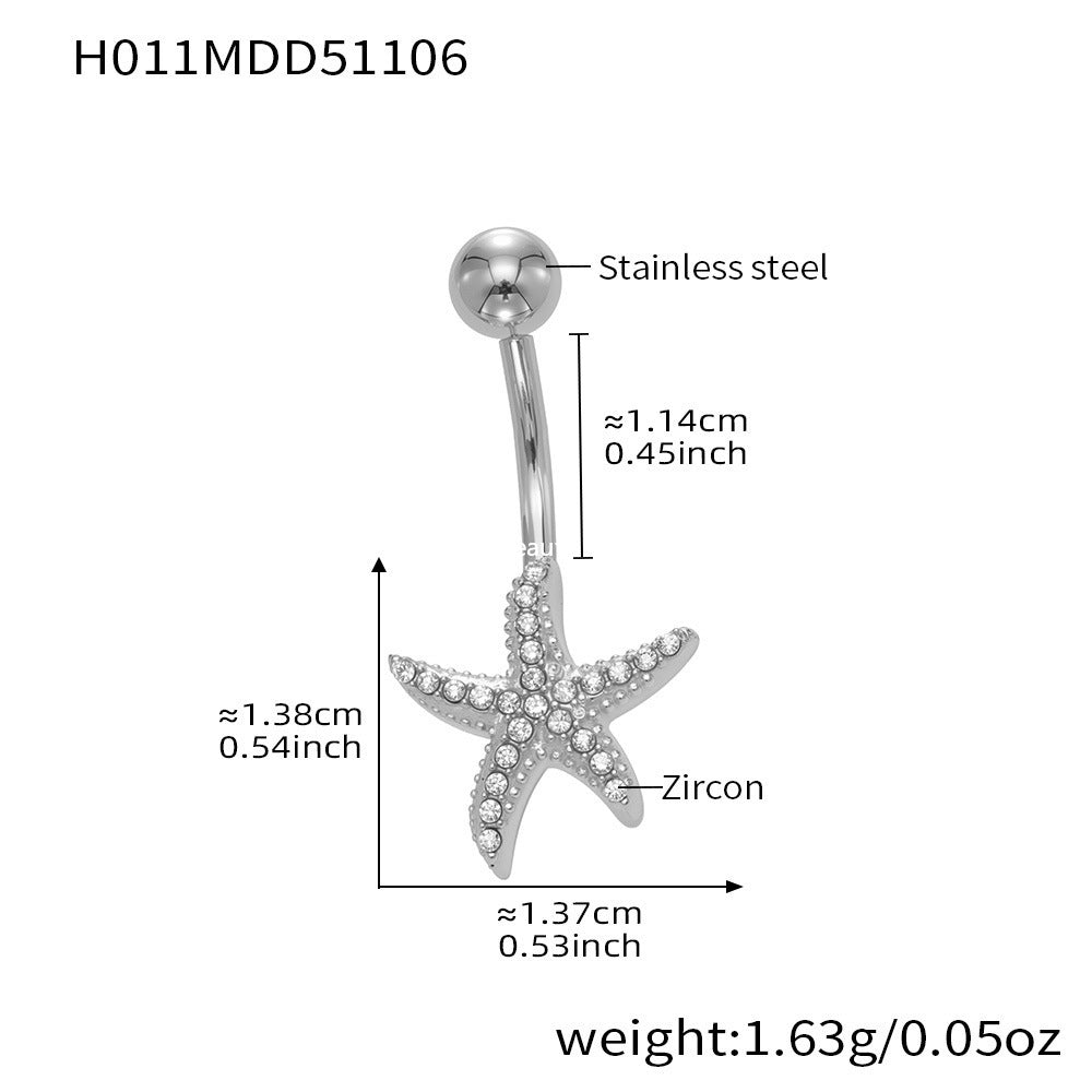B廠-跨境新款多元素滿鑽鋯石肚臍釘不鏽鋼鍍18k金歐美穿刺飾品「H009」25.11-2