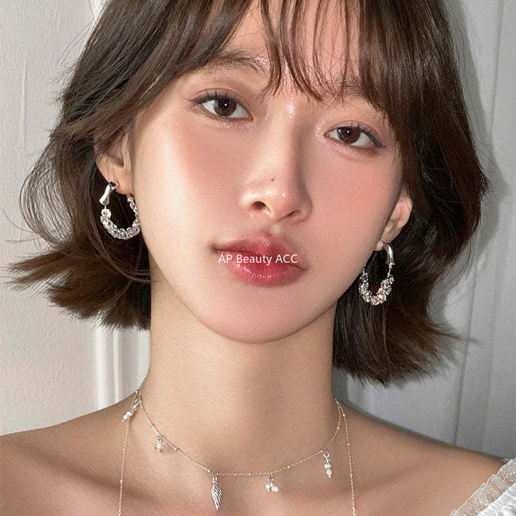 C廠-高級感復古氣質秋冬鋯石耳環女簡約百搭清冷風耳圈小眾時尚耳飾「EH-4127」25.12-1