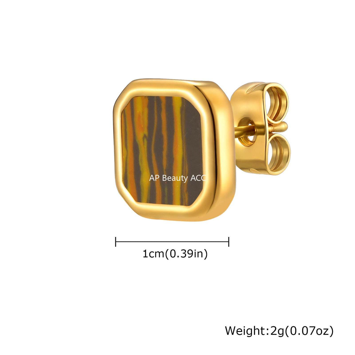 G廠-不鏽鋼時尚簡約款方形貝殼男女耳釘金色百搭潮流耳環批發「ES-728」25.12-2