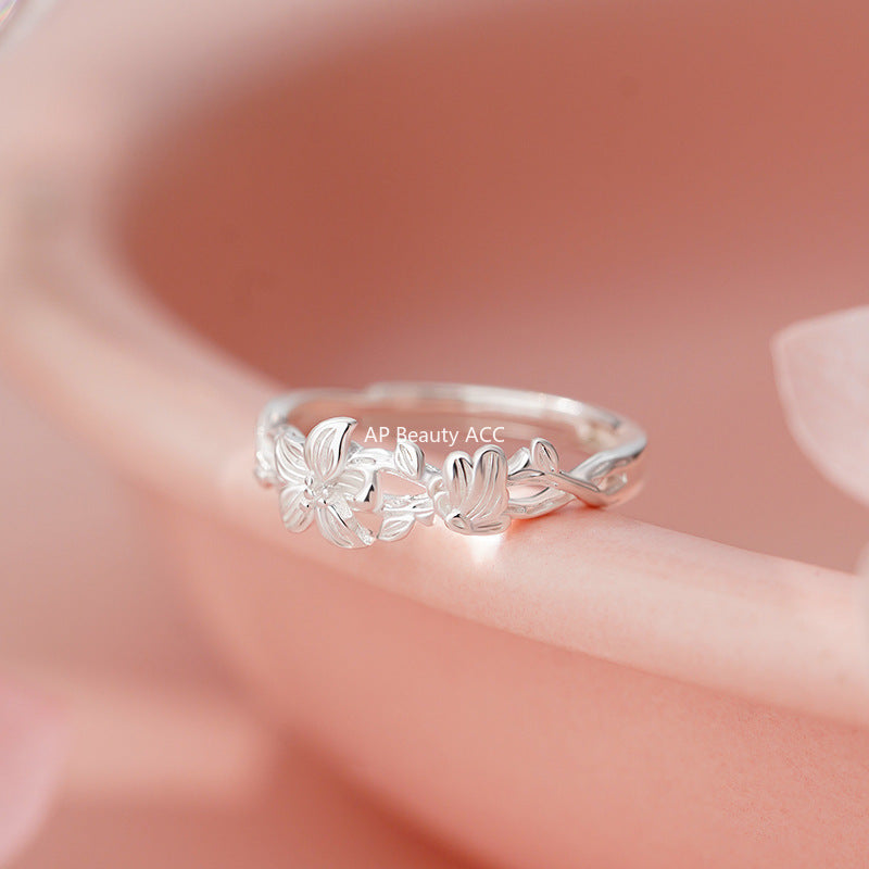 D廠-S999足銀花朵戒指設計感甜美日系溫柔立體溫柔清新小眾手飾「YC4121R_1」25.11-1