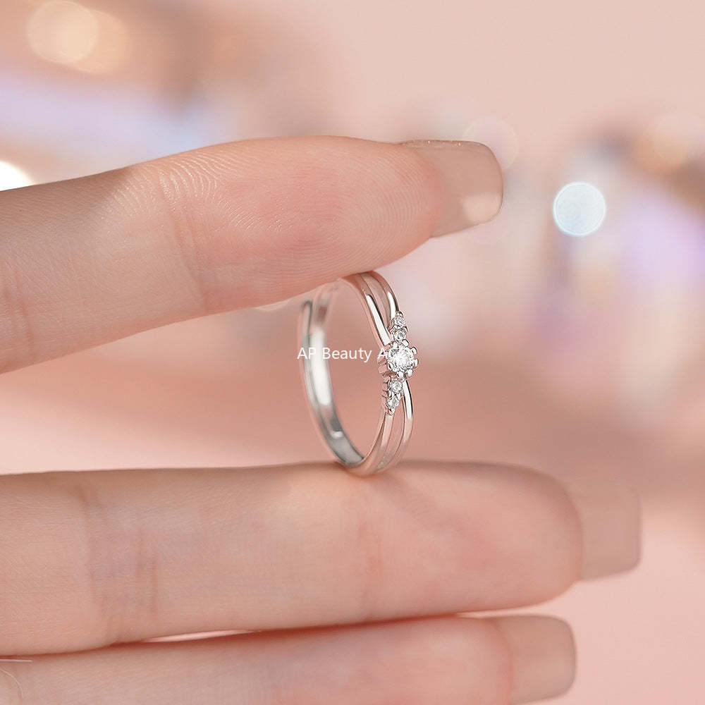 D廠-足銀S999莫比烏斯鋯石情侶對戒簡約設計獨特個性精緻高級戒指「YC3759R_1」25.12-2