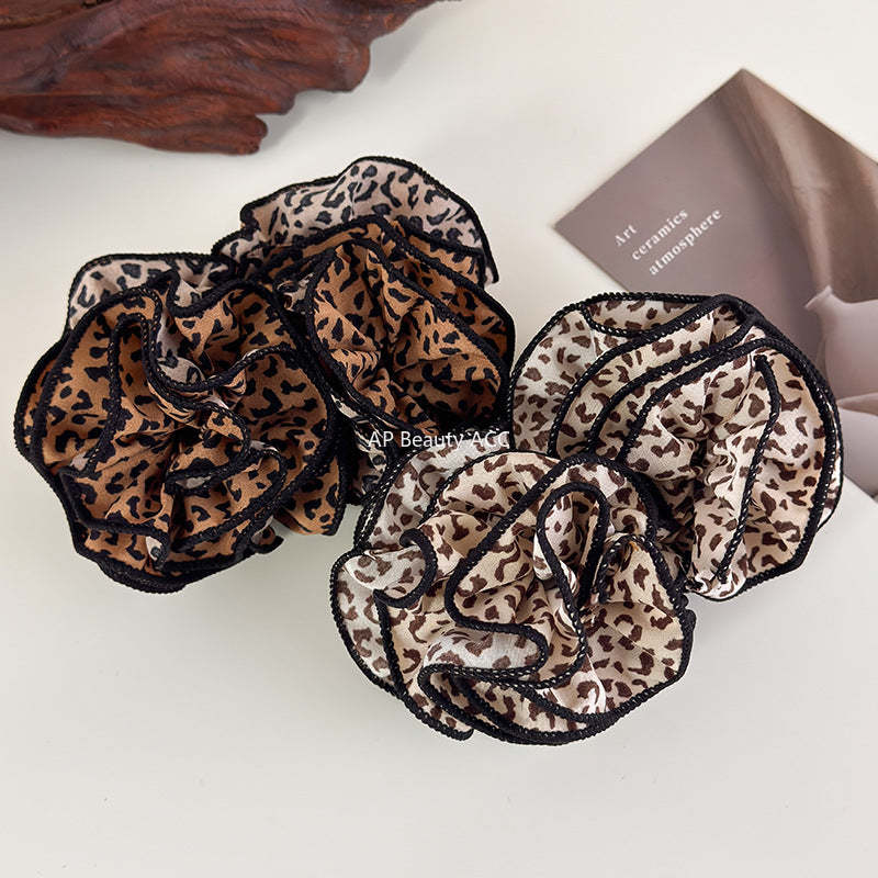 E廠-復古裙擺立體豹紋花朵香蕉夾髮卡增高馬尾竪夾髮爪盤髮橫夾髮飾品「27718」25.11-4