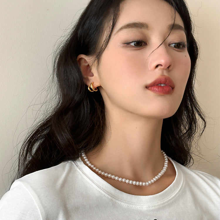C廠-酷帥雙環素圈耳釘小眾設計高級感銀針耳環新爆耳圈耳飾女「EH-2853」25.09-1