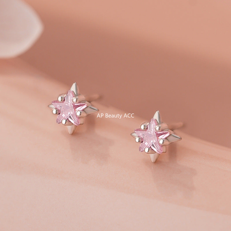 D廠-S999足銀新款星星藍鋯粉鋯白鋯耳環女簡約輕奢精緻高級耳釘「YC4910E_1」25.11-2