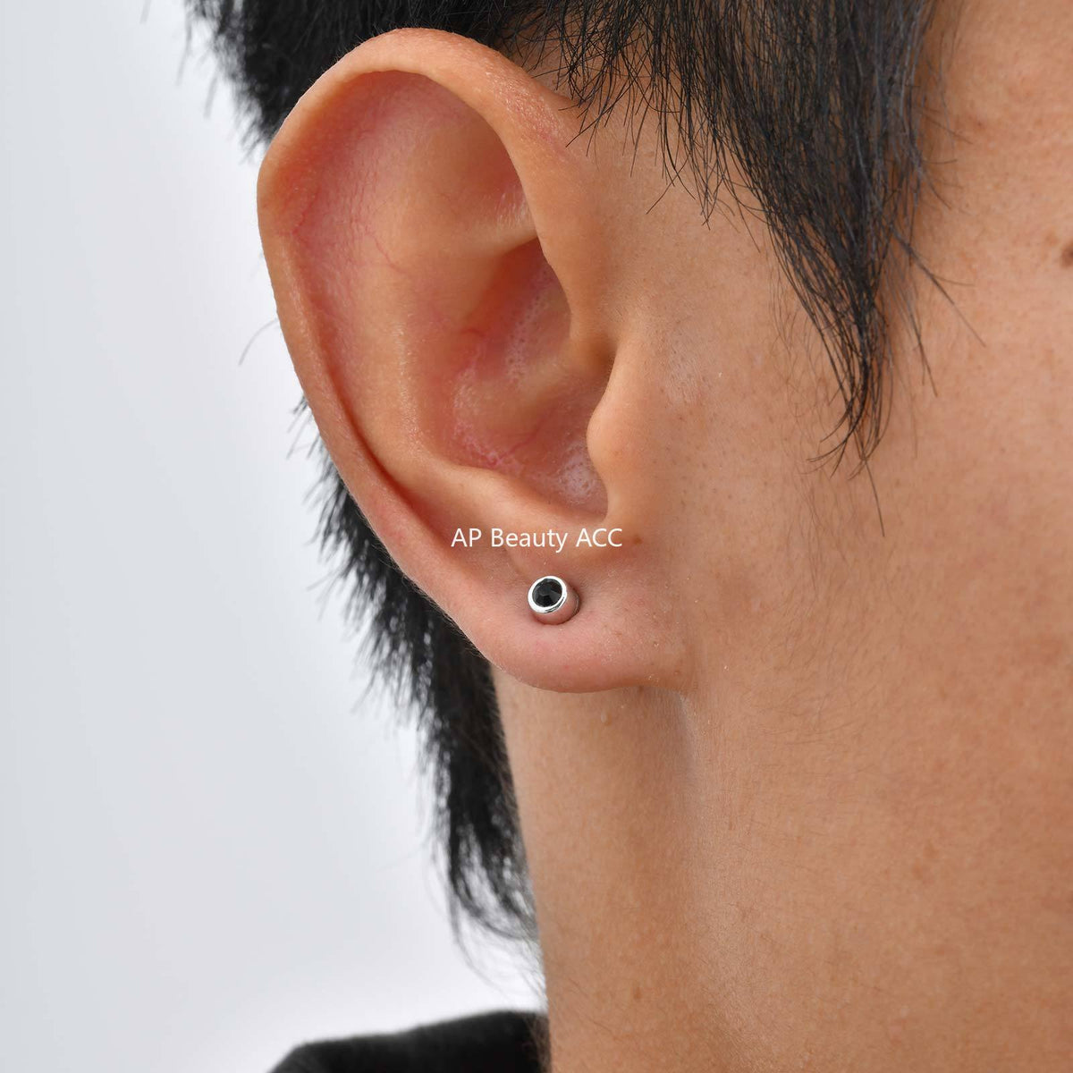 G廠-復古風 歐美跨境爆款塑料材質黑鋯石男士個性無耳洞耳夾「ES-331」25.12-1