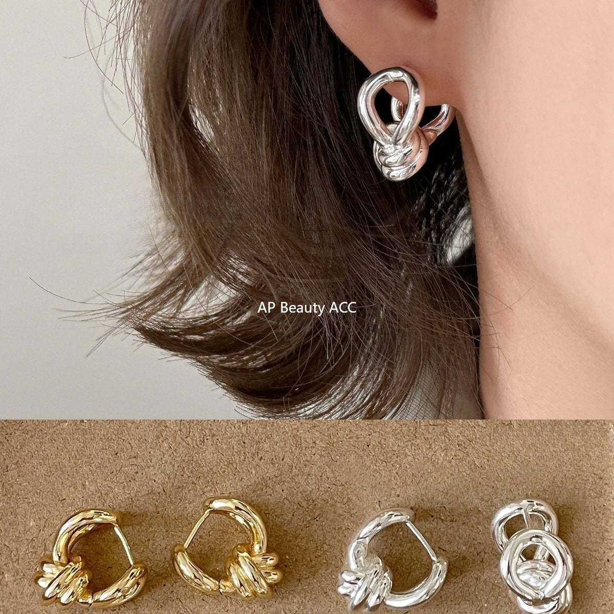 C廠-時尚簡約扭曲打結耳環女個性冷淡風百搭耳扣設計感小眾輕奢耳飾「EH-4325」25.12-3