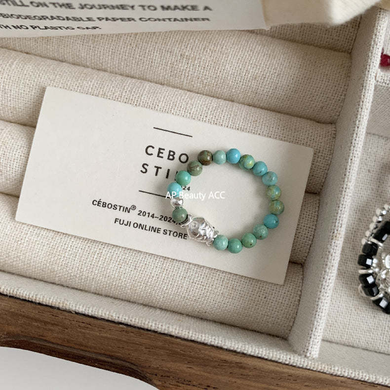 C廠-古風花朵葉子福袋小馬元寶蘋果紅瑪瑙彈力戒指S925純銀戒指女士「RB」25.11-4