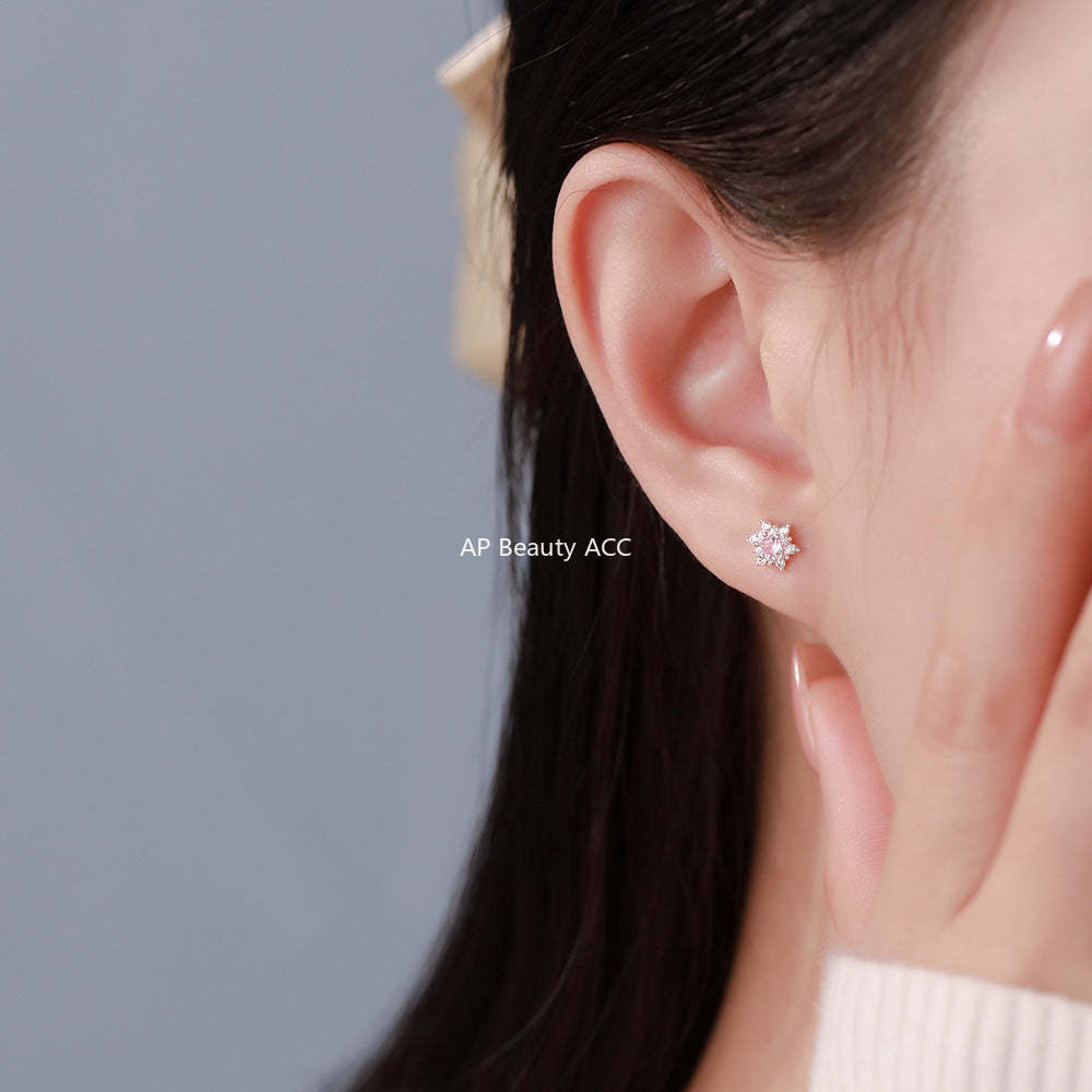 D廠-足銀S999雪花鋯石耳環韓風新款創意甜美風溫柔聖誕養耳洞耳飾批發「YC5733E_2」25.12-3