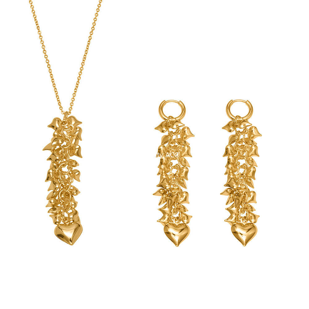 B廠-跨境熱銷款超多愛心手工項鍊耳環首飾套裝不鏽鋼鍍18k真金「TXP480」25.11-4