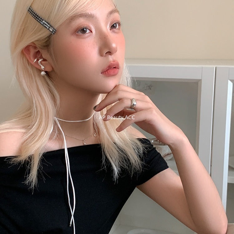 C廠-精緻甜美童趣風小蛇追蘋果銀針耳釘女小眾獨特高級感耳環秋冬耳飾「EH-4118」25.11-1