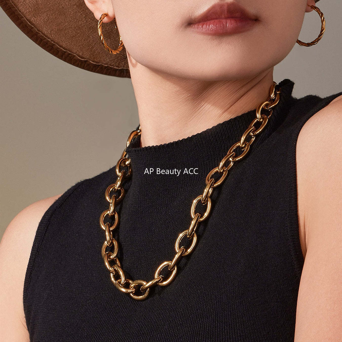 B廠-歐美嘻哈潮酷粗款O字鏈手鍊項鍊套裝不鏽鋼鍍18k真金不掉色「TXP465」25.11-3