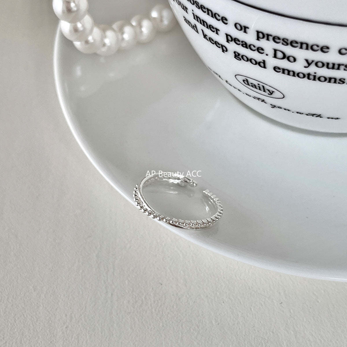 C廠-甜美珍珠戒指女極簡冷淡風氣質優雅925純銀交叉開口指環百搭指戒「JZ-0702」25.11-1