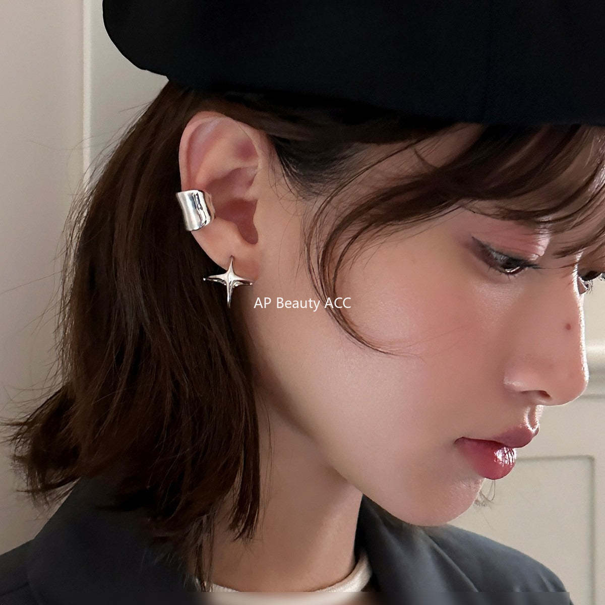 C廠-韓版ins風四芒星耳夾女冷淡風個性甜酷高級感耳骨夾小眾簡約耳飾「EJ-58」25.12-3
