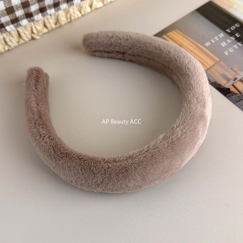 E廠-秋冬仿兔毛軟糯毛毛高顱頂寬髮箍氣質百搭溫暖毛絨絨壓髮頭箍髮飾「19179」25.11-3