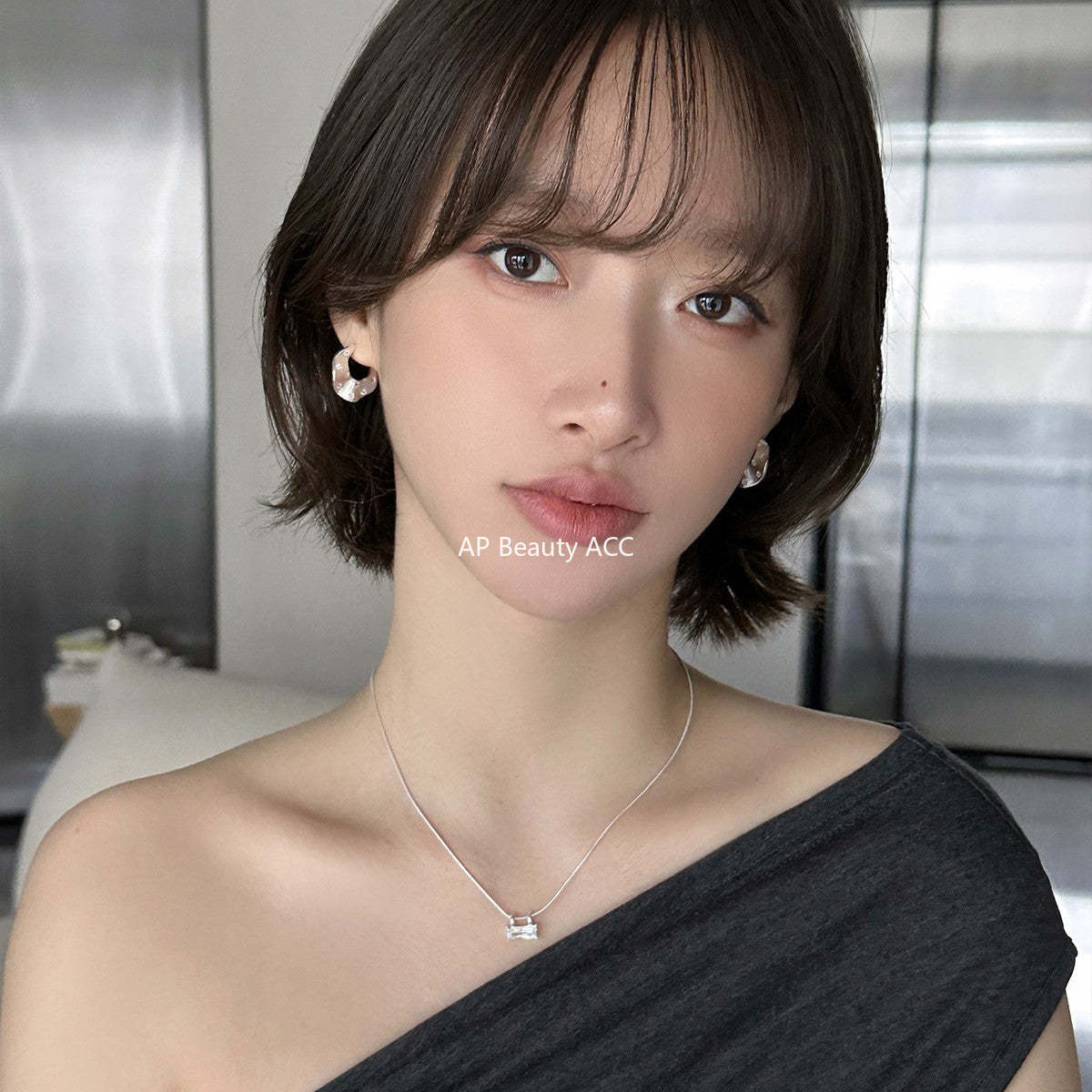 C廠-歐美風褶皺復古鋯石耳釘女冷淡風獨特誇張耳環簡約氣質新款潮耳飾「EH-4185」25.10-5