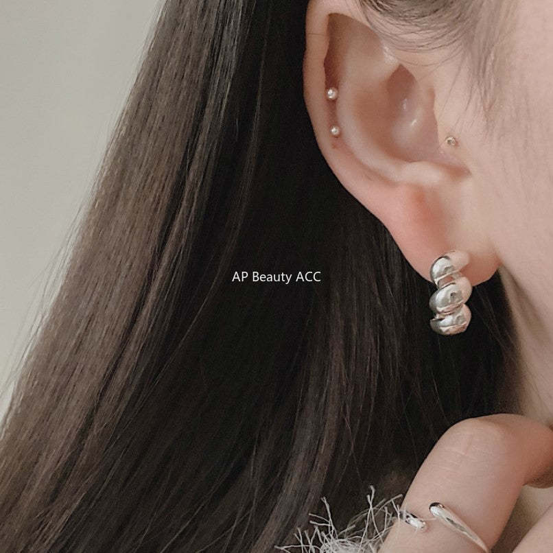 F廠-歐美韓國925純銀耳釘冷淡風圓珠耳環耳扣耳飾「C876」25.12-1