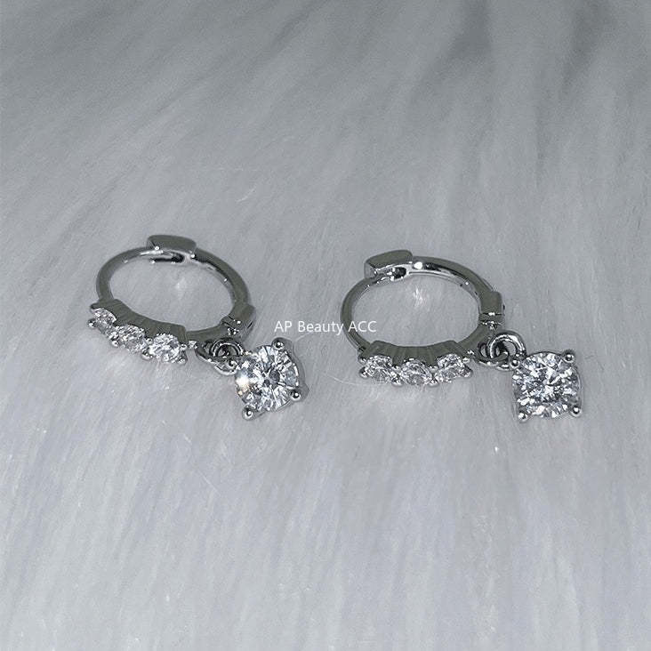 C廠-超閃水滴吊墜鋯石耳環女極簡日常高級感鈦鋼耳扣輕奢百搭秋冬耳飾「EH-4258」25.11-3