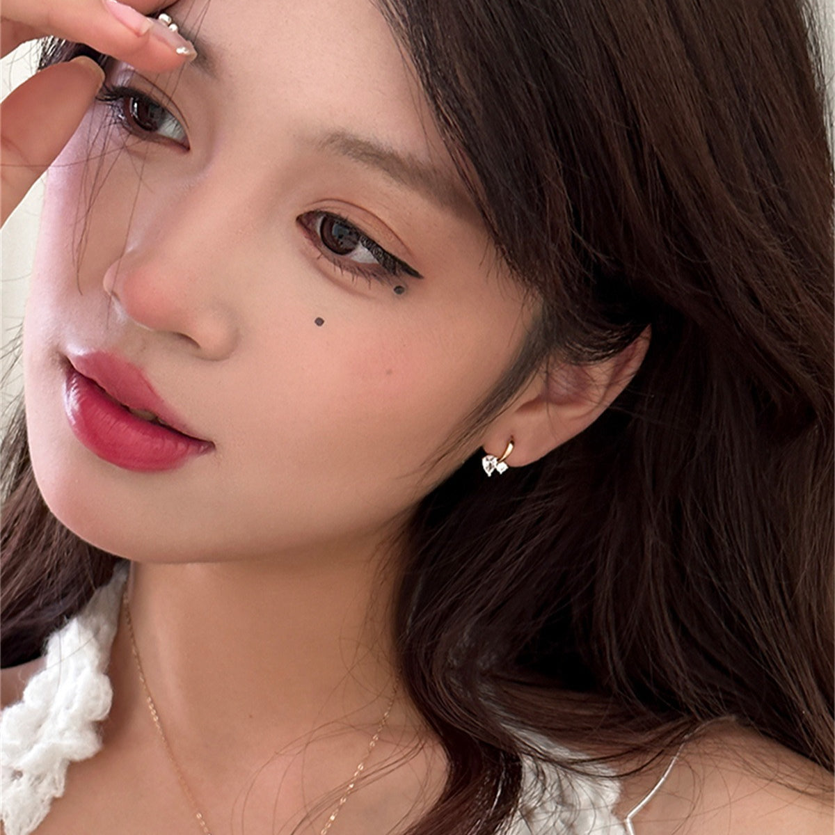 C廠-高顏值百搭水滴鋯石耳環女小眾設計高級感銀針耳扣輕奢百搭新耳飾「EH-4001」25.10-1