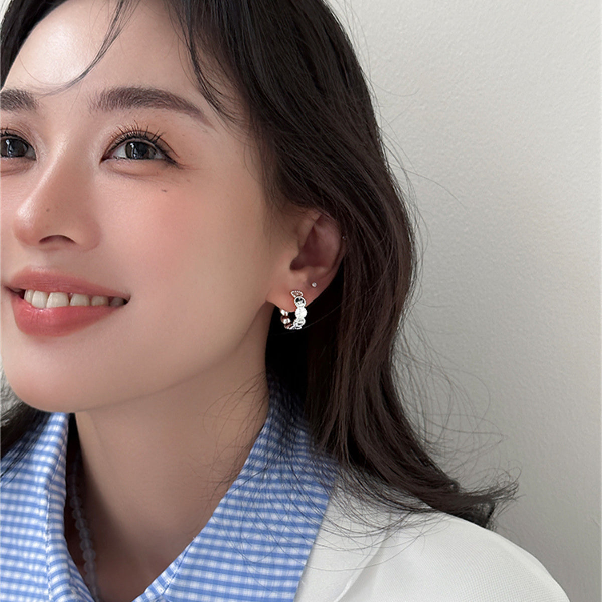 C廠-新款歐陽娜娜同款銀針耳釘女高級感個性簡約小眾時尚耳環氣質耳飾「EH-3822」25.07-3