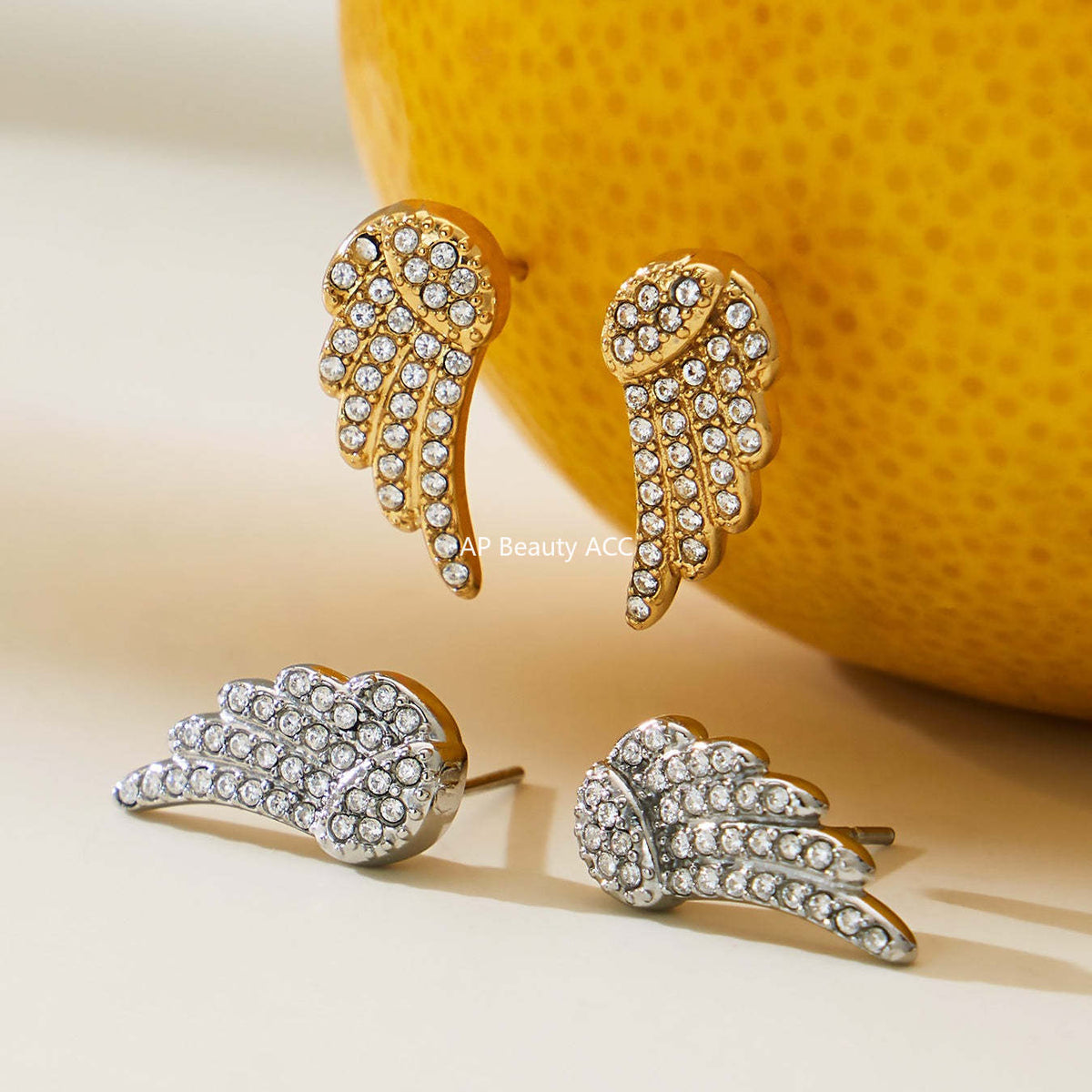 B廠-超閃5A鋯石小翅膀造型手鍊項鍊耳環戒指套裝不鏽鋼鍍18k金「TXP486」25.11-4