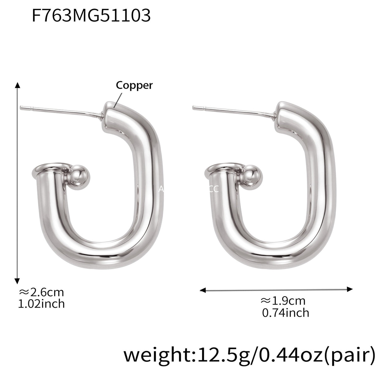 B廠-法式U型橢圓耳環簡約冷淡風耳釘銅材質鍍18k真金不掉色耳飾「F763」25.11-1
