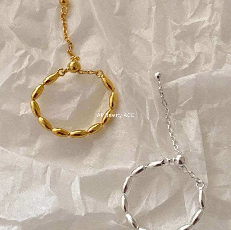 F廠-韓國韓版極簡925純銀 簡約ins潮人同款 橄欖珠戒指「J1621」25.12-1