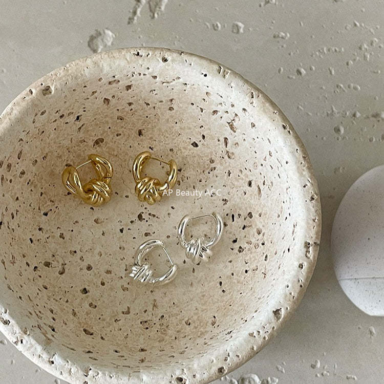 C廠-時尚簡約扭曲打結耳環女個性冷淡風百搭耳扣設計感小眾輕奢耳飾「EH-4325」25.12-3