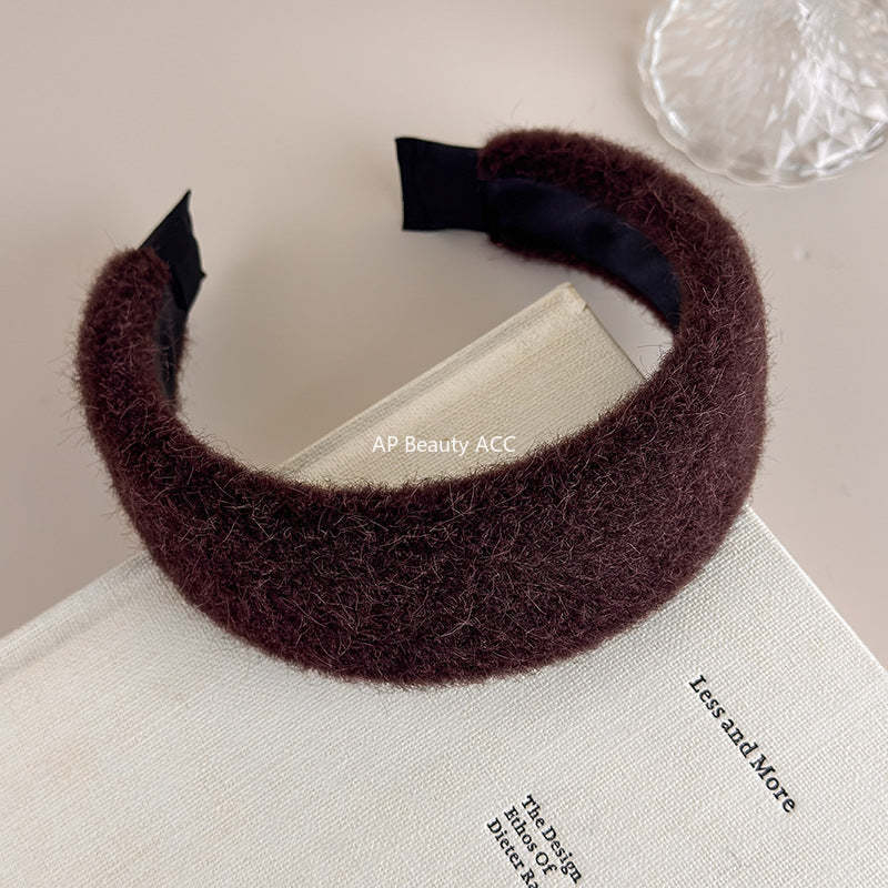 E廠-秋冬細毛絨加厚寬邊髮箍女2025新款高顱頂頭箍氣質百搭髮卡髮飾「27710」25.11-3