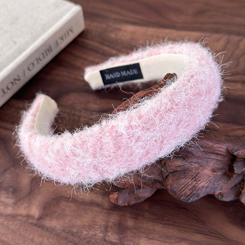 E廠-外出百搭毛絨髮箍女高級感洋氣時尚頭箍2025新款洗臉髮卡秋冬頭飾「26149」25.12-1