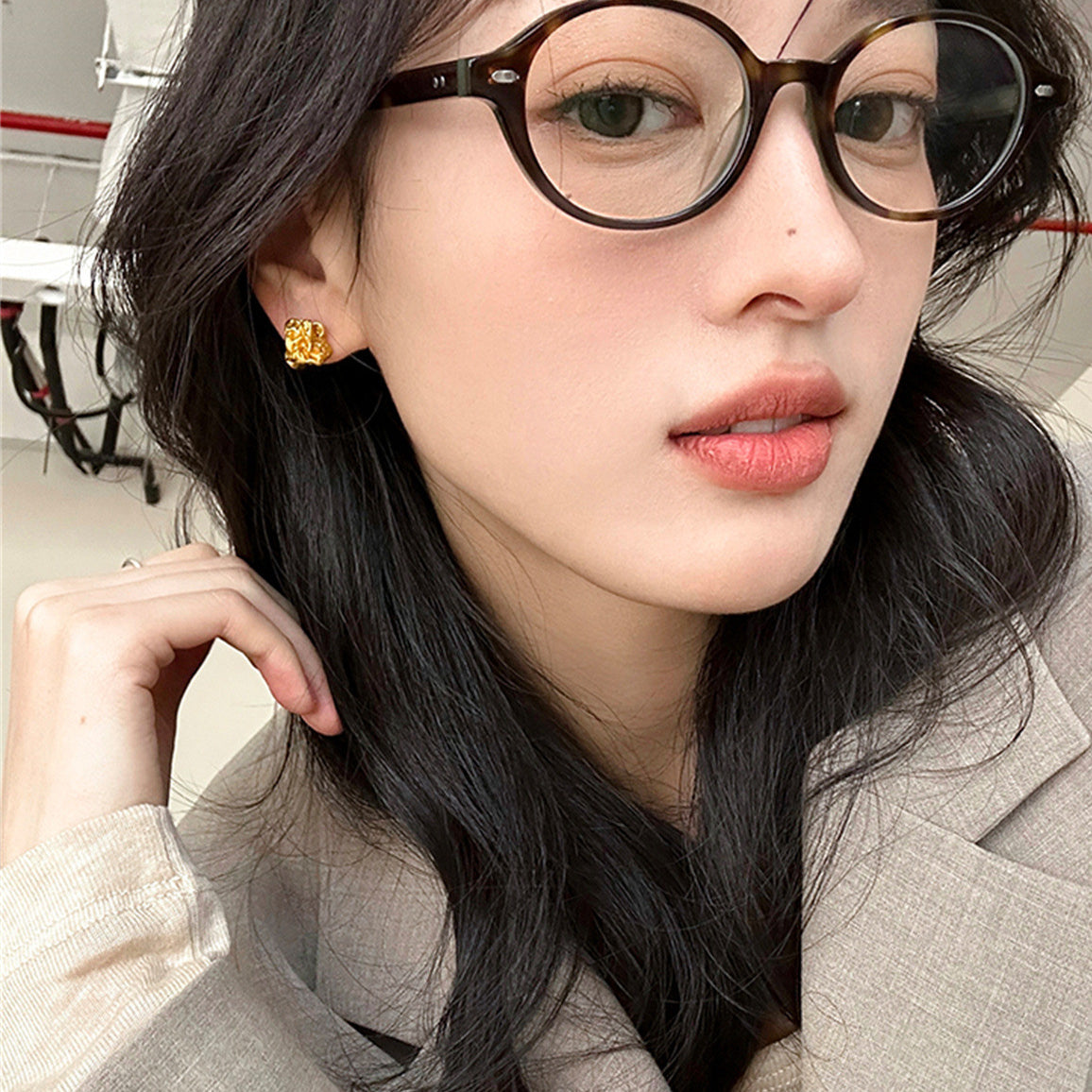 C廠-日常百搭不規則耳釘女輕奢高級感小眾氣質耳環時尚新款ins風耳釘「EH-3656」25.07-2