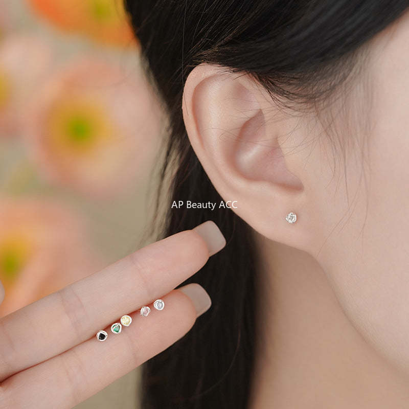 D廠-足銀S999線團耳釘簡約幾何多巴胺新款溫柔輕奢小眾個性耳飾批發「YC10043E」25.12-1