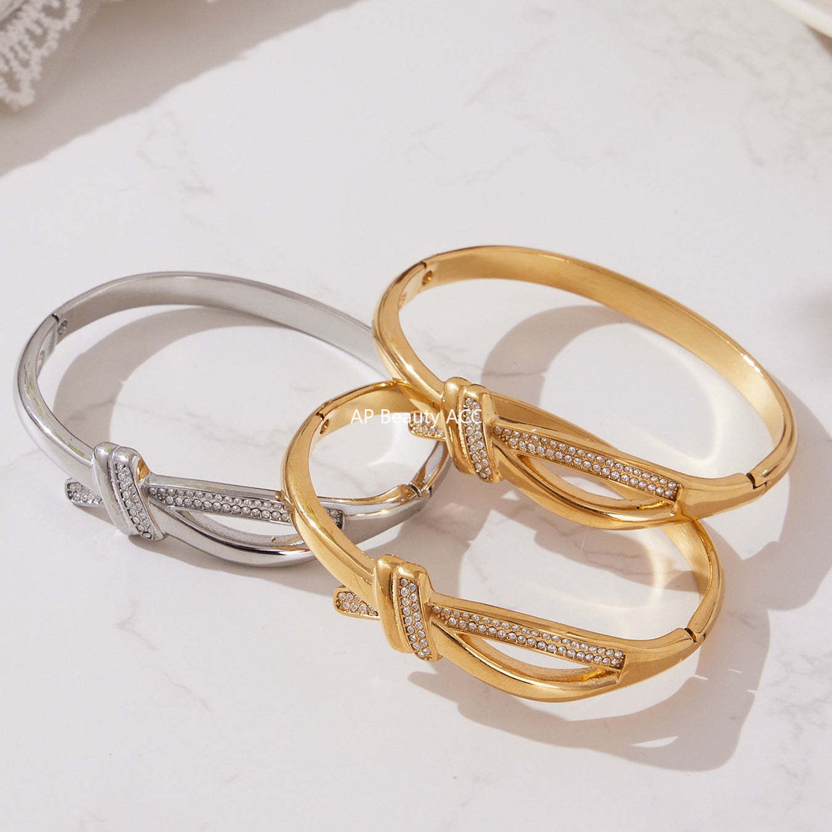 B廠-不鏽鋼滿鑽鋯石雙環卡扣手鐲歐美時尚簡約個性設計氣質手飾「Z509-Z510-Z511」25.10-5