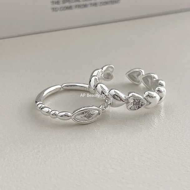 C廠-韓系簡約純銀愛心戒指女小眾精緻星星鋯石食指戒設計高級感新指環「JZ-0719」25.11-1