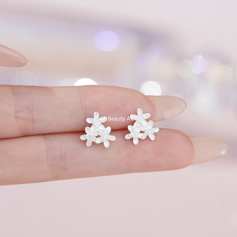 D廠-S999足銀清新花朵耳環女甜美氣質優雅輕奢高級感設計耳飾批發「YC9992E_1」25.11-2