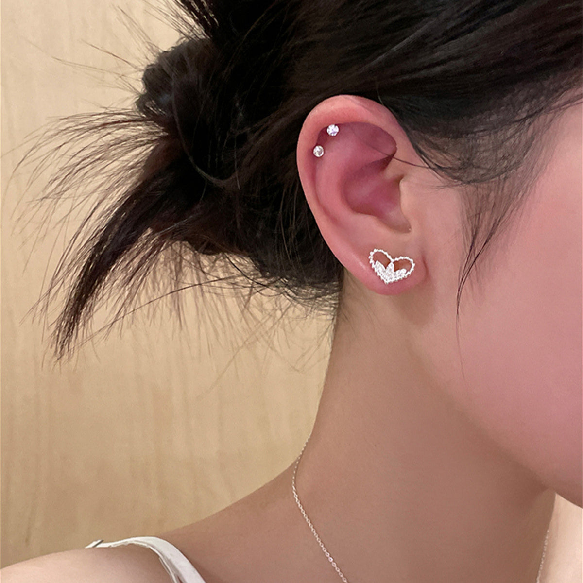 C廠-925銀針百搭愛心耳釘女新款氣質甜美風鋯石耳環小眾高級感耳飾「EH-3722」25.07-2