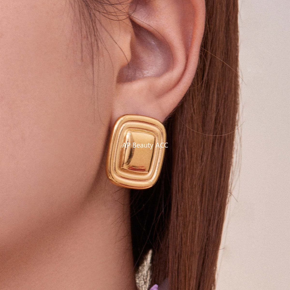 B廠-跨境新款不鏽鋼空心8子耳環ins小眾設計耳飾鍍18k金不掉色「F625-F626」25.10-5