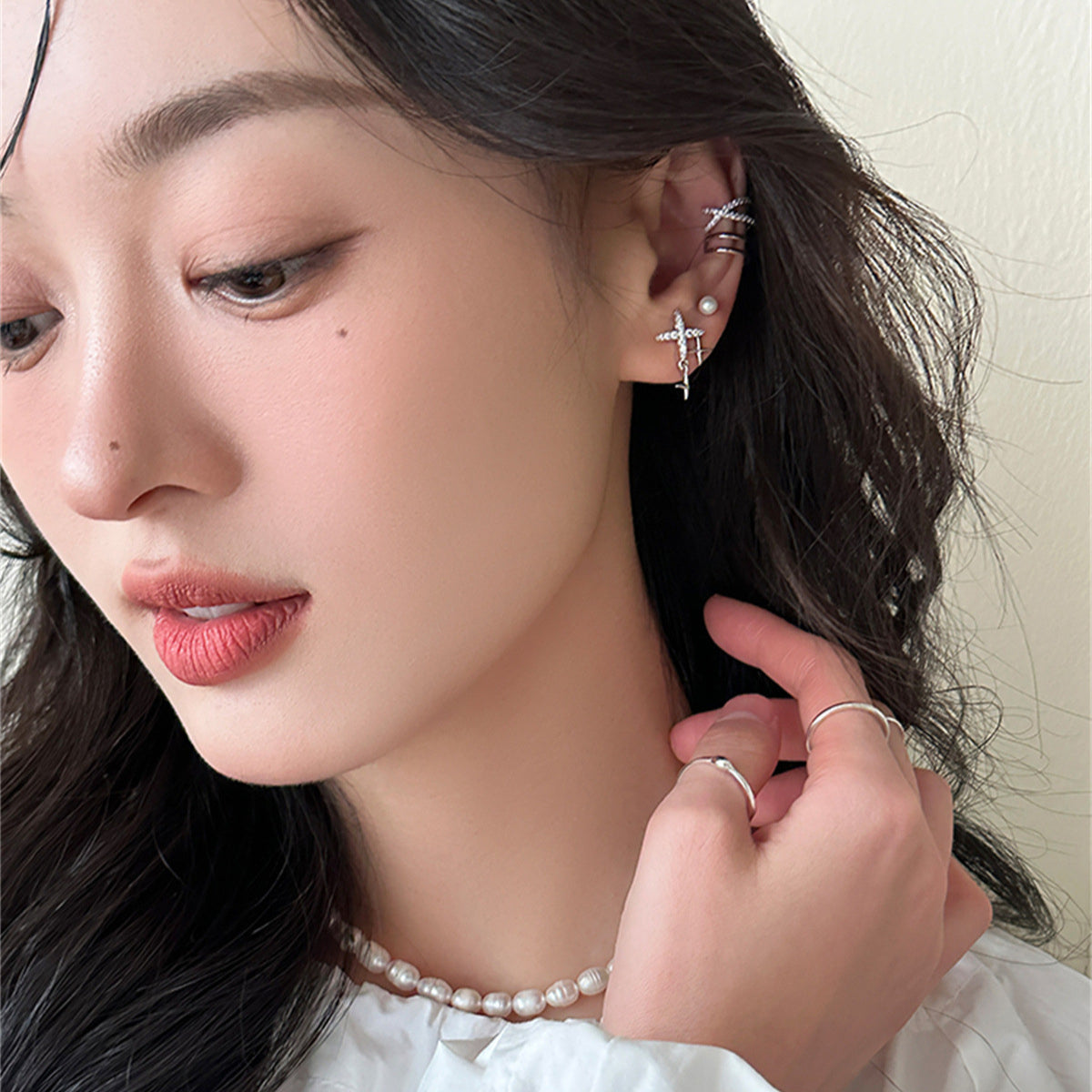 C廠-時尚超閃鋯石四芒星耳釘女韓國輕奢氣質高級感通勤耳環百搭耳釘「EH-3657」25.06-4