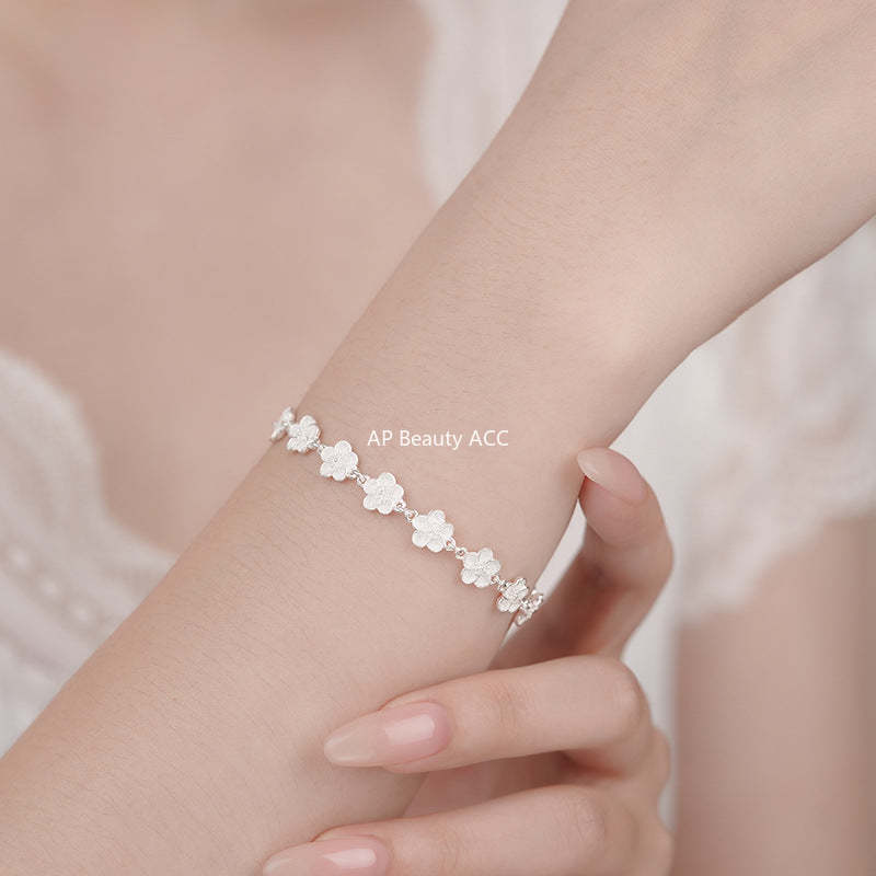 D廠-S999足銀花朵手鍊小清新設計感高級清新森系仙女精美手飾批發「YC4589SL_1」25.10-5