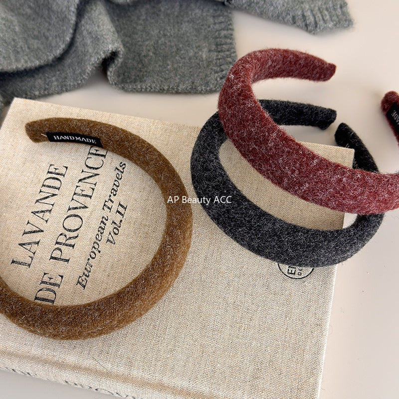 E廠-深色系毛氈髮箍女高顱頂壓髮洗臉頭箍不勒頭防滑髮卡2025新款髮飾「26247-2」25.11-2