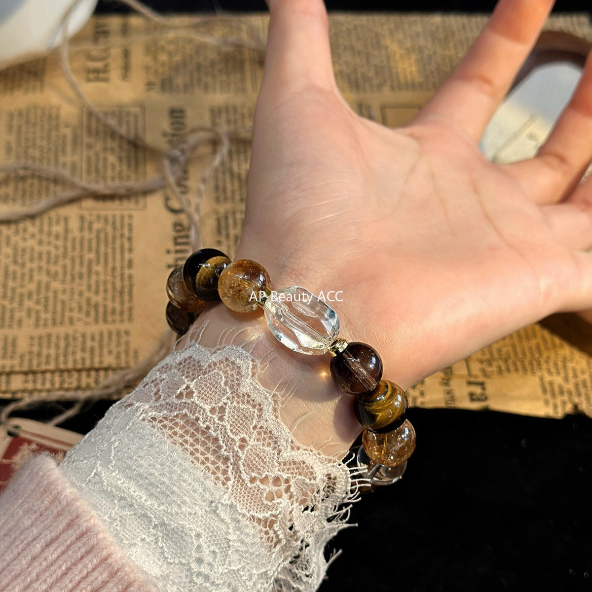 AS廠-天然黃塔晶黃虎眼招財轉運男女生手串美拉德色系小紅書抖音爆「l2972」25.11-1