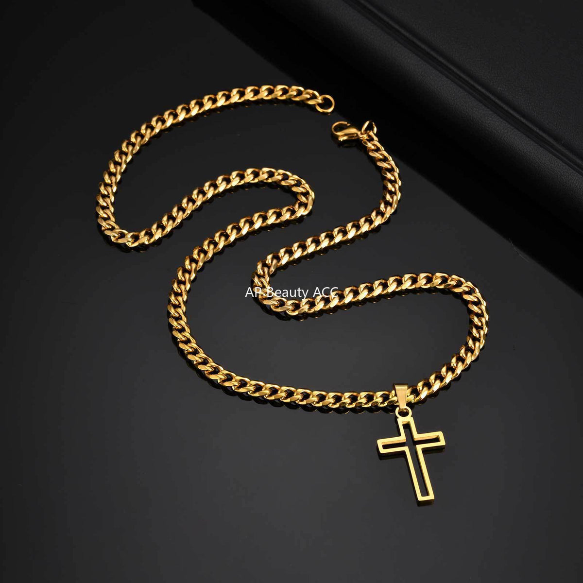 G廠-鈦鋼飾品 不鏽鋼鏤空十字架吊墜項鍊時尚復古高級感鎖骨鏈「PN-1531」25.11-1