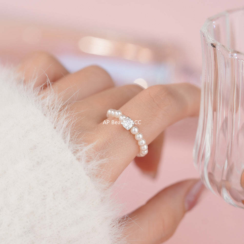 D廠-純銀S925溫柔珍珠戒指女新款韓式簡約文藝法式復古清新手飾「YC5467R」25.12-3