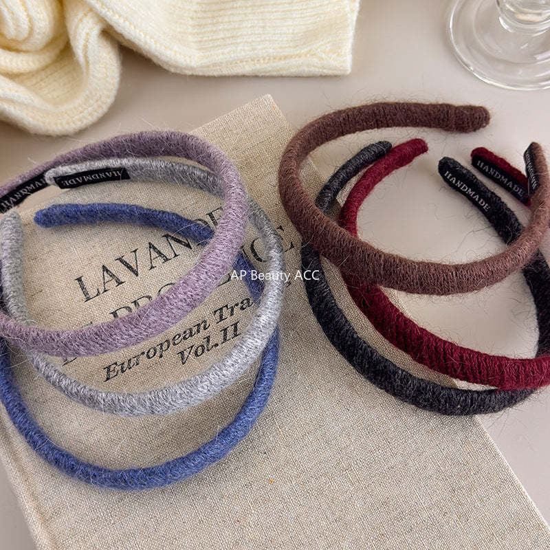 E廠-秋冬毛線針織細髮箍女2025新款高顱頂洗臉壓髮頭箍洋氣外出髮卡「27651」25.11-3