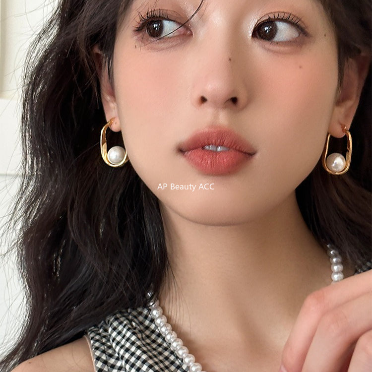 C廠-簡約復古百搭氣質珍珠耳環女時尚高級感秋冬耳扣輕奢精緻港風耳飾「EH-4131」25.11-2
