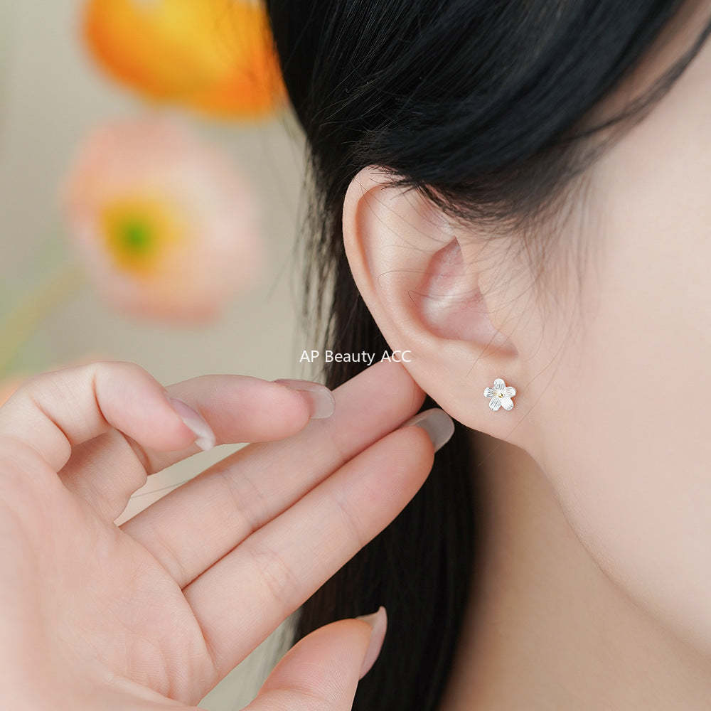 D廠-足銀S999花朵耳環氣質精美森系田園風輕奢獨特唯美百搭耳飾批發「YC9023E_1」25.12-1
