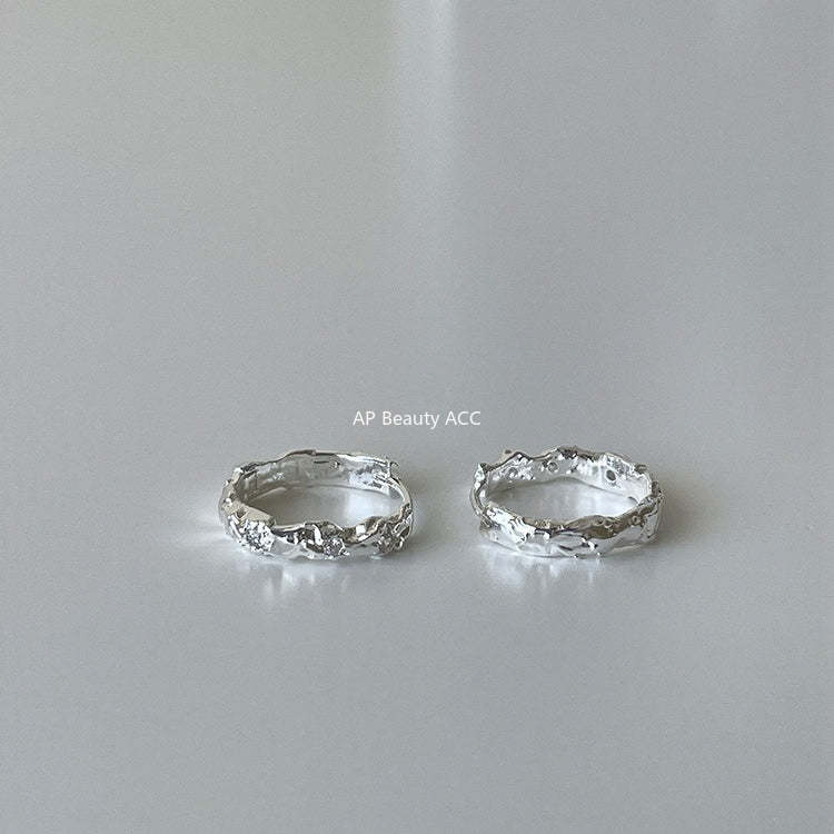 C廠-新款不規則錫紙紋銀針耳環女小眾簡約時髦素圈耳扣ins高級感耳環「EH-4315」25.12-2