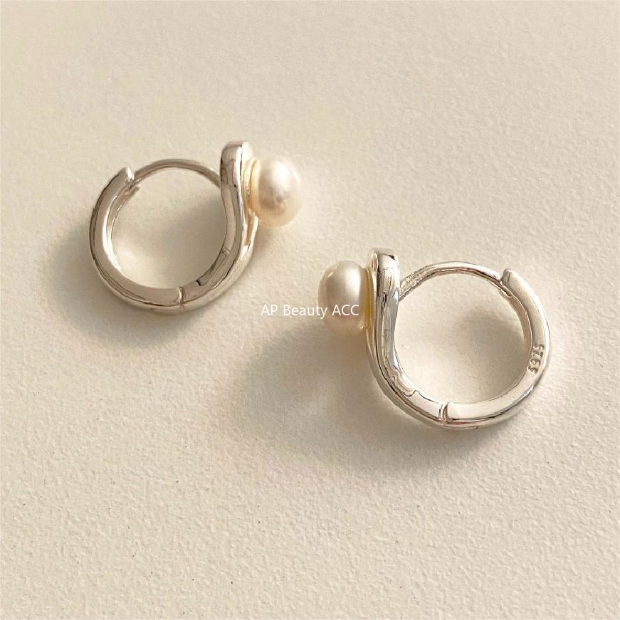 F廠-韓國韓版925純銀珍珠耳扣女簡約時尚ins風耳釘耳環「C1205」25.12-2