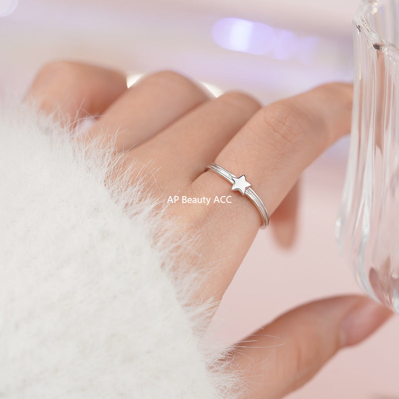 D廠-S999足銀夢幻五角星戒指女簡約小眾ins甜美溫柔高級設計手飾批發「YC4119R_1」25.11-2